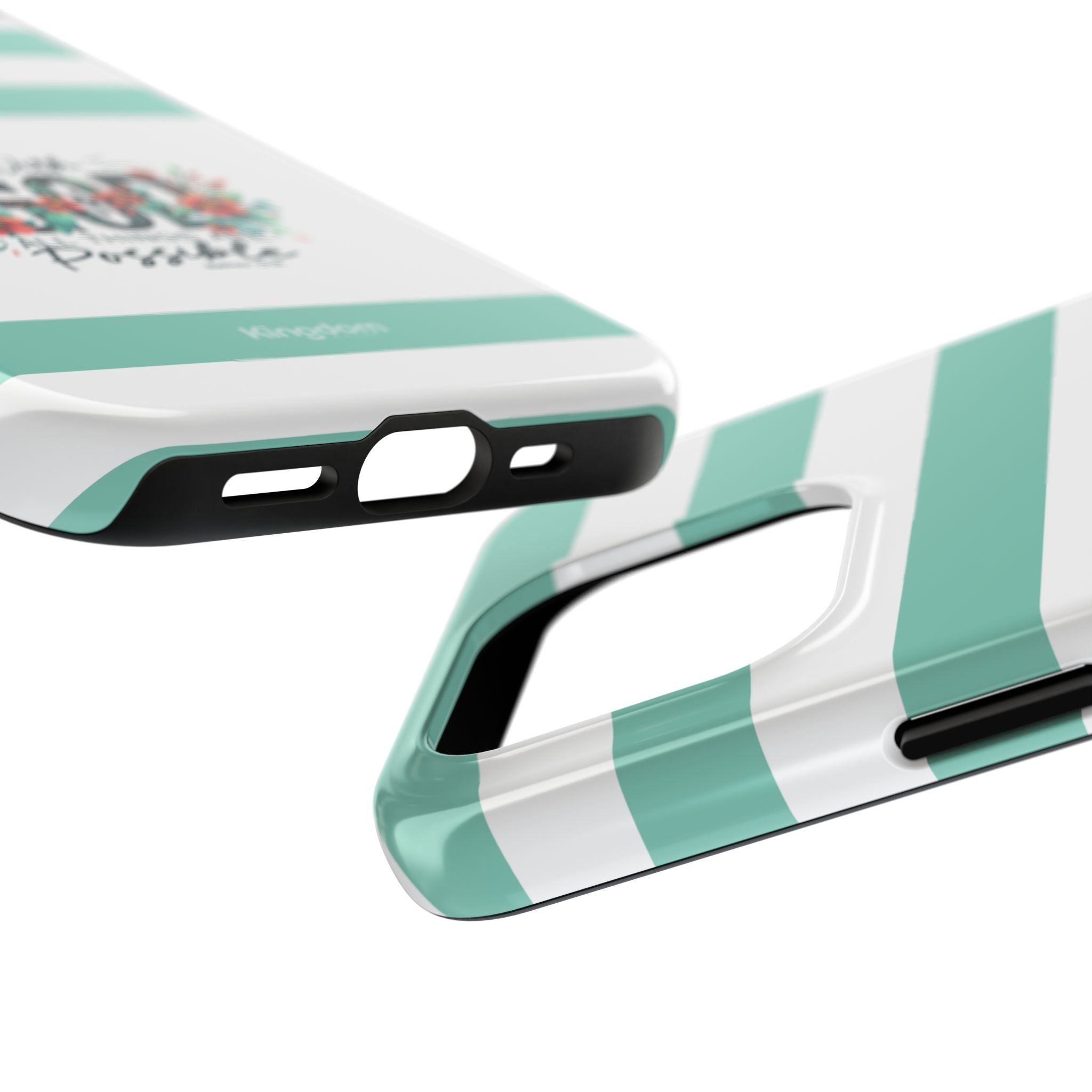 With God all things are possible, teal tough phone case