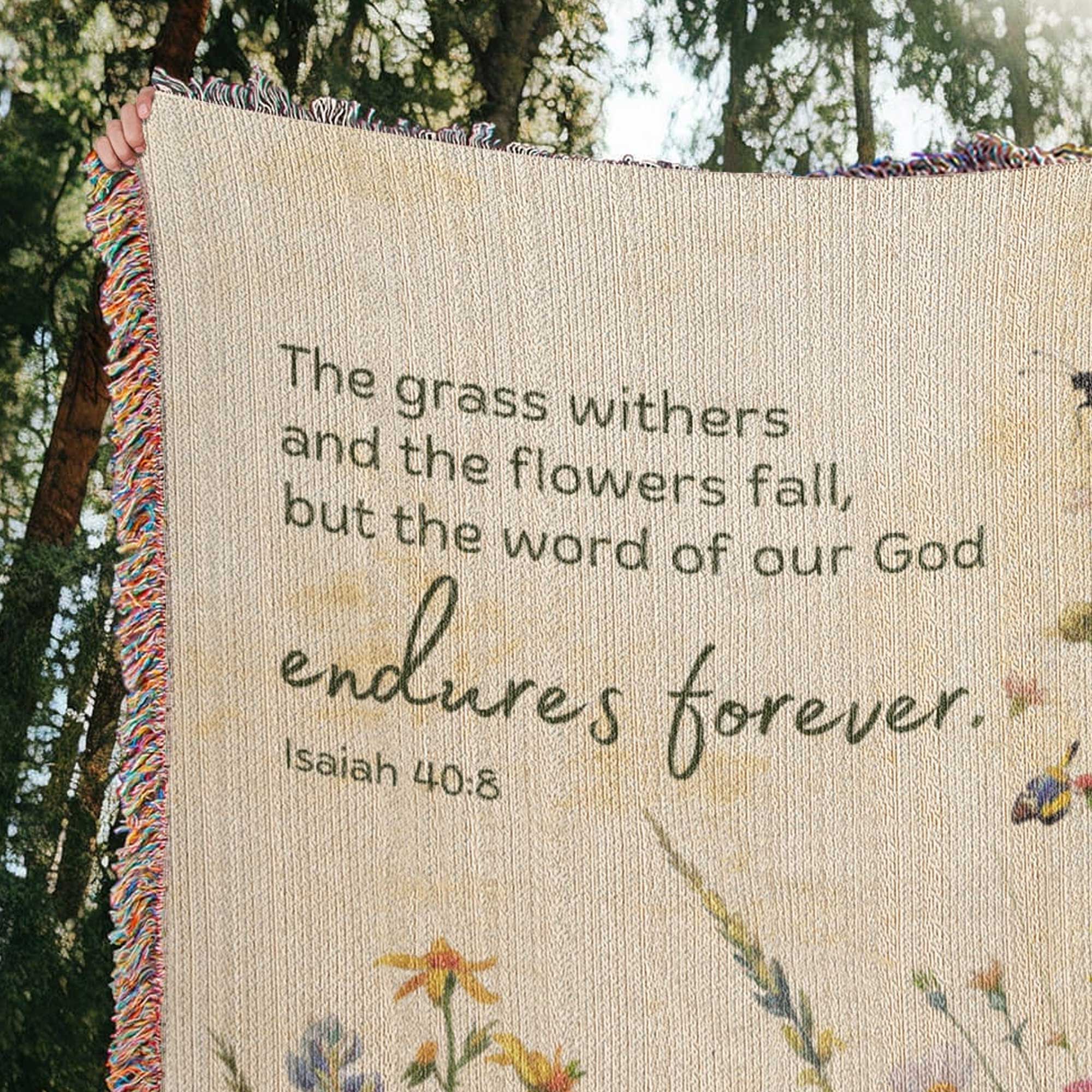 The word of God endures forever Woven Heirloom Blanket (Tall)