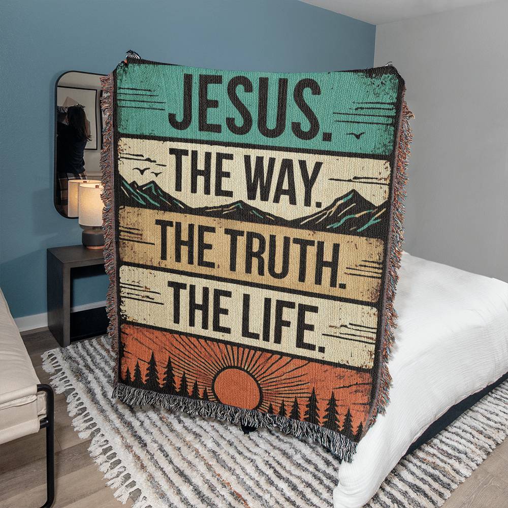 Jesus, The Way, The Truth and The Life Woven Heirloom Blanket