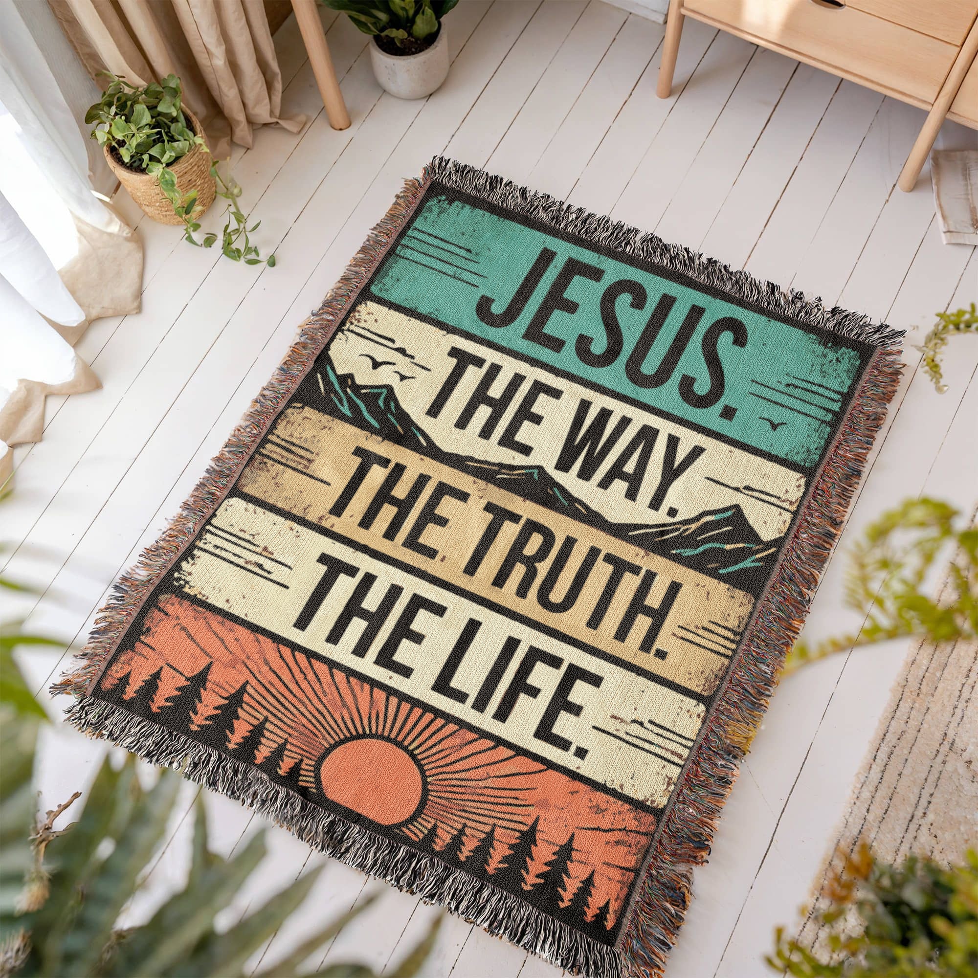 Jesus, The Way, The Truth and The Life Woven Heirloom Blanket