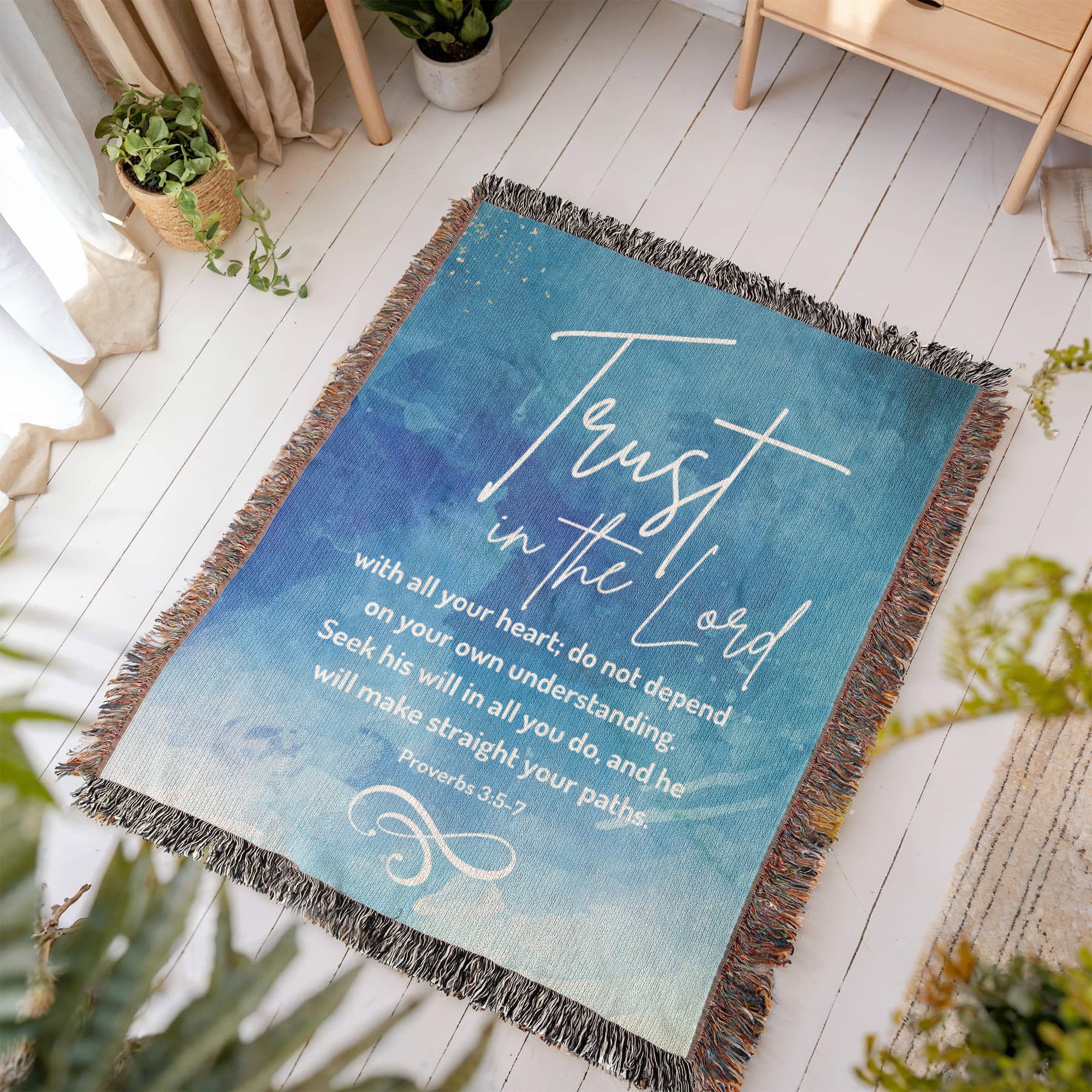 Trust in the Lord - Proverbs 3:5-7 Woven Heirloom Blanket