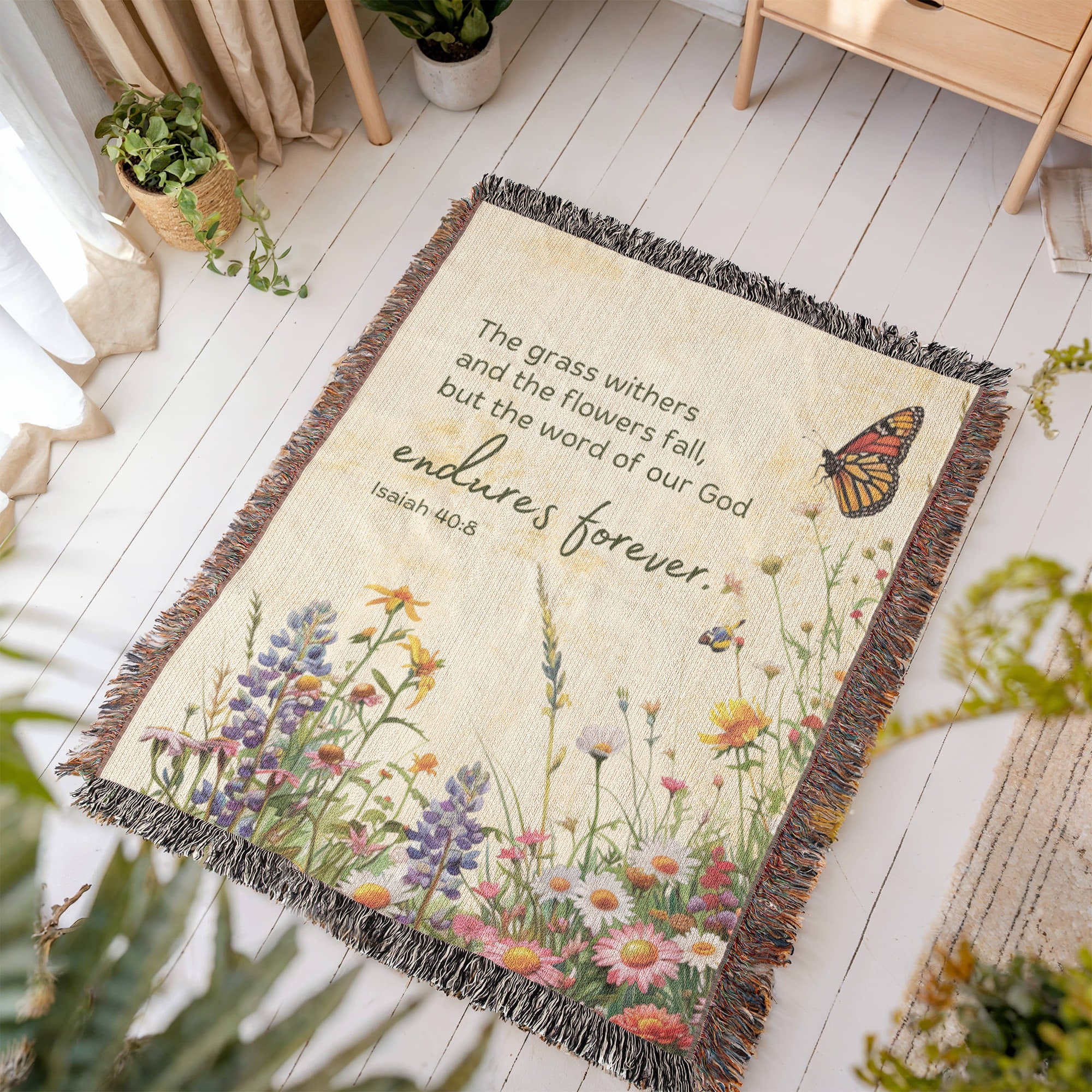 The word of God endures forever Woven Heirloom Blanket (Tall)