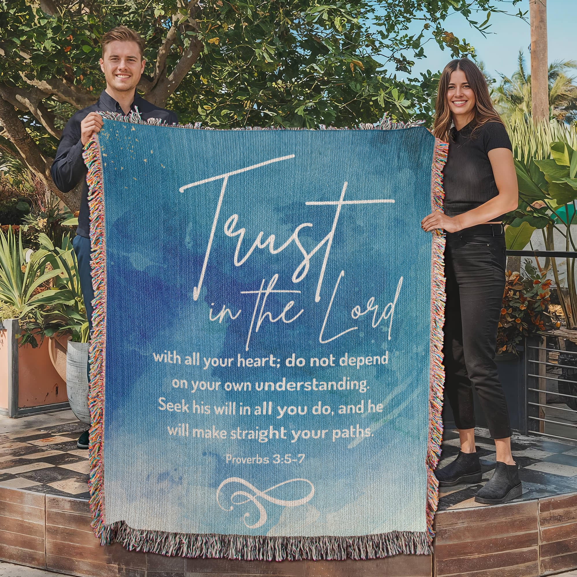 Trust in the Lord - Proverbs 3:5-7 Woven Heirloom Blanket