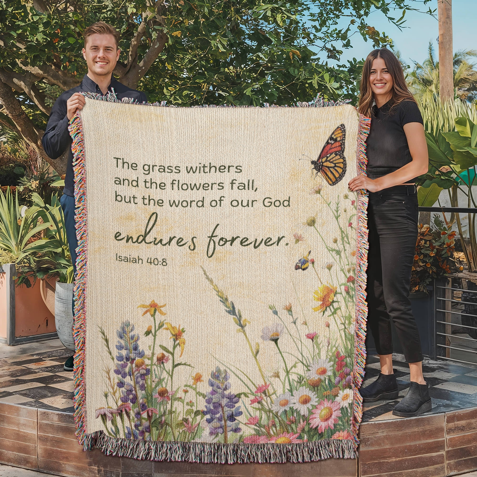 The word of God endures forever Woven Heirloom Blanket (Tall)