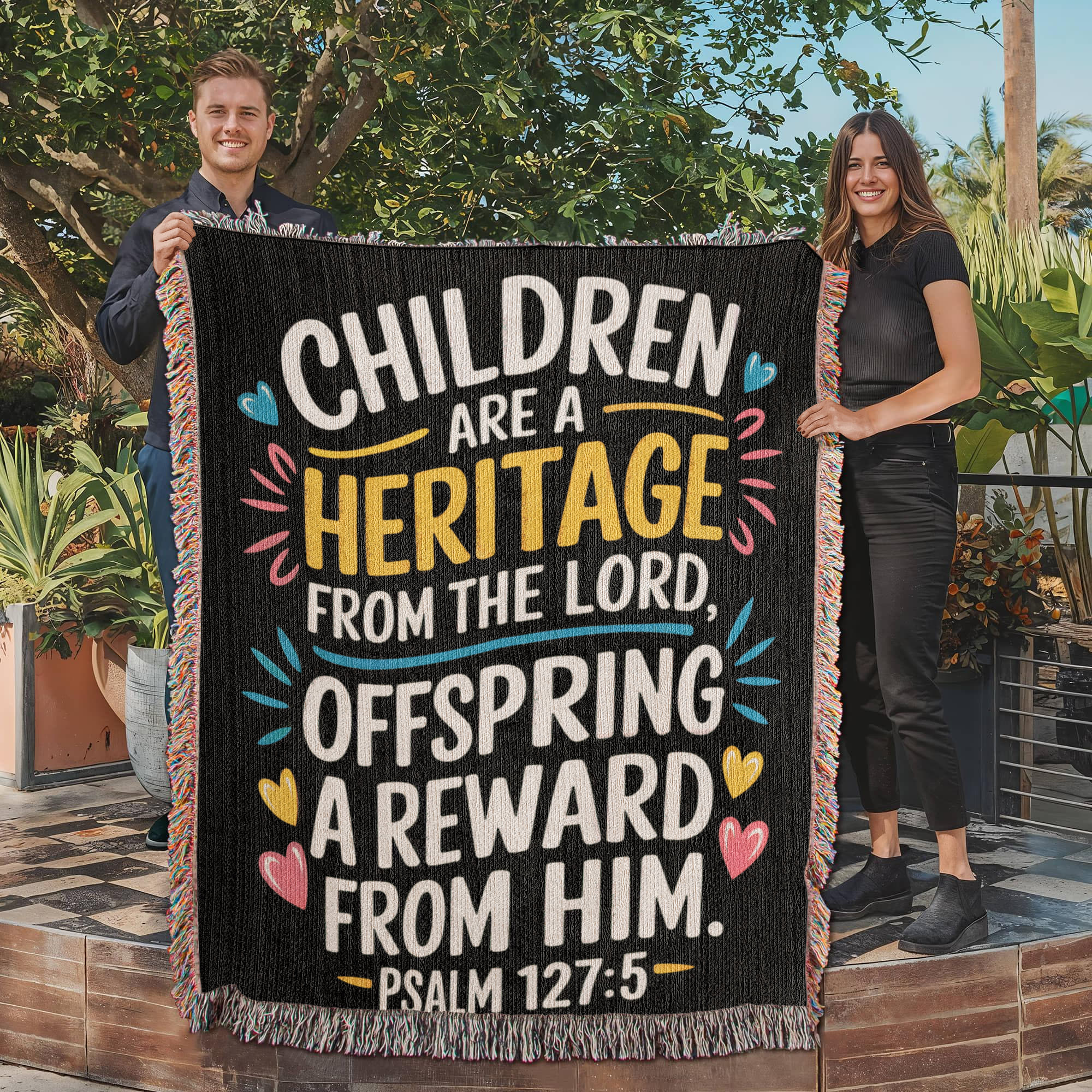 Children are a heritage - Psalm 127:5 Woven Heirloom Blanket