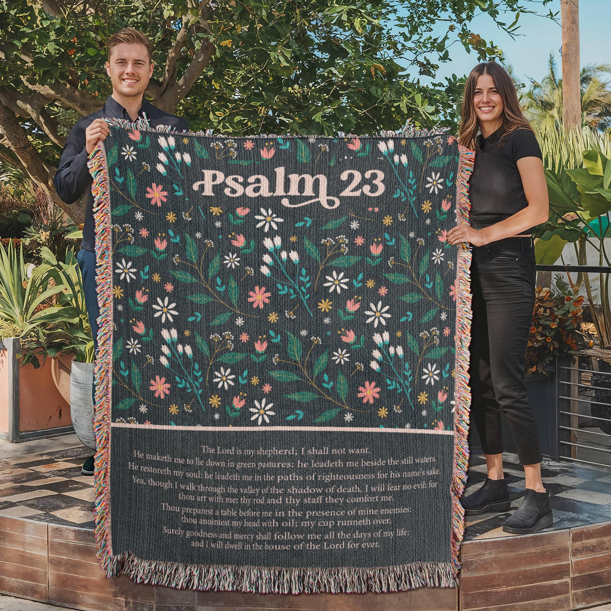 The Lord is my Shepherd - Psalm 23 Woven Heirloom Blanket