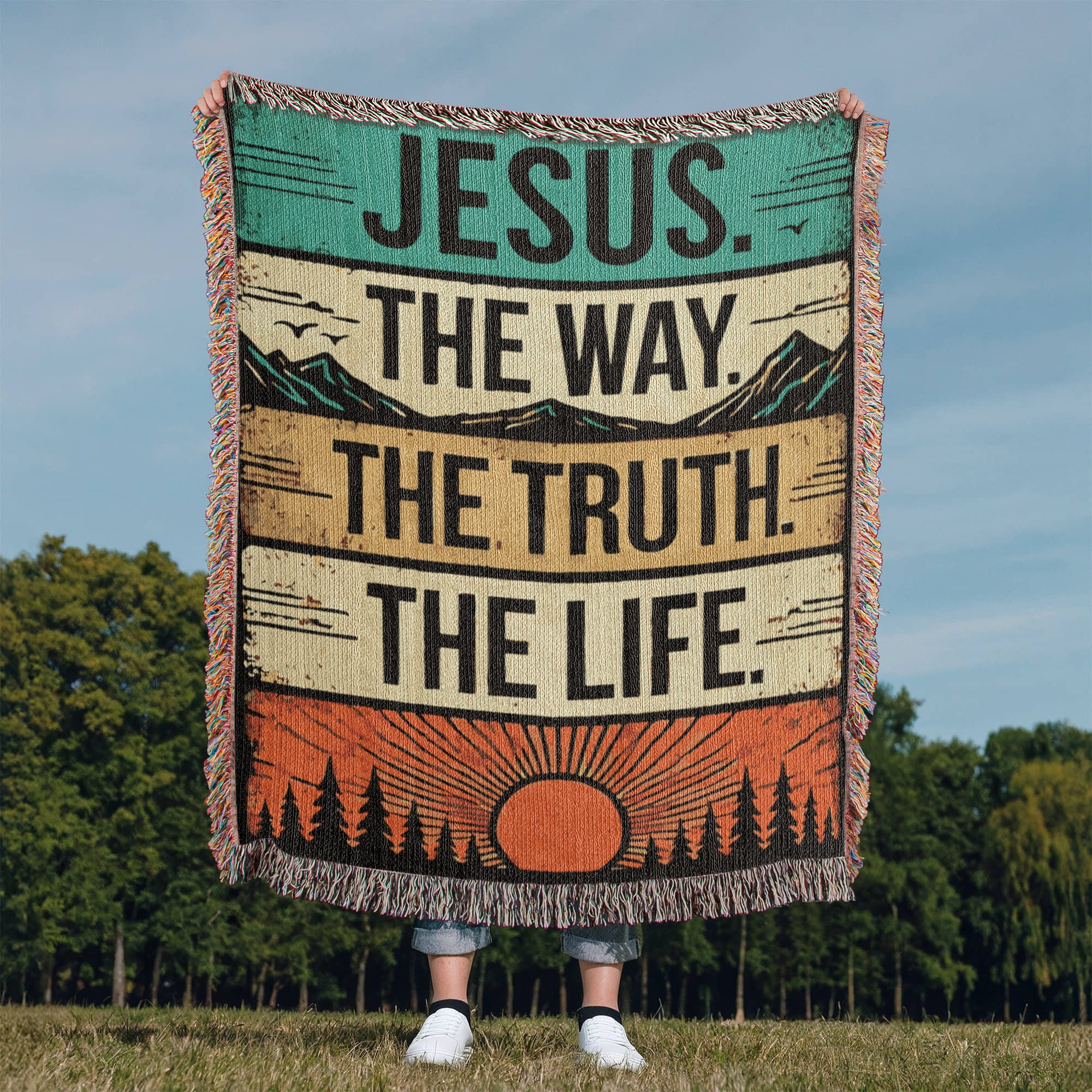 Jesus, The Way, The Truth and The Life Woven Heirloom Blanket