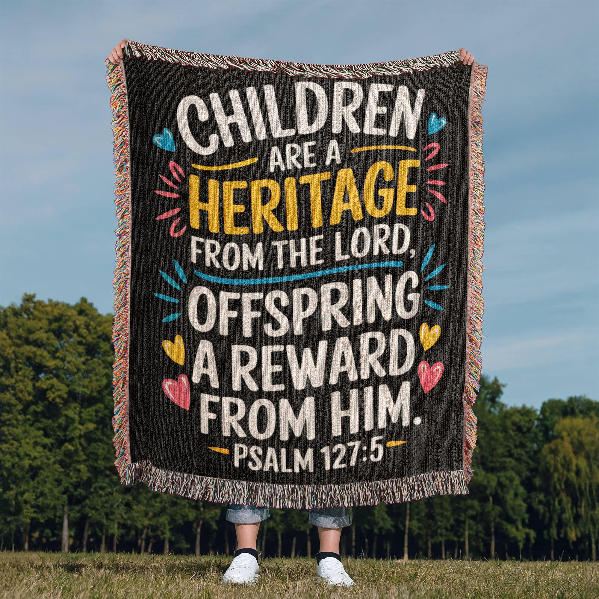 Children are a heritage - Psalm 127:5 Woven Heirloom Blanket