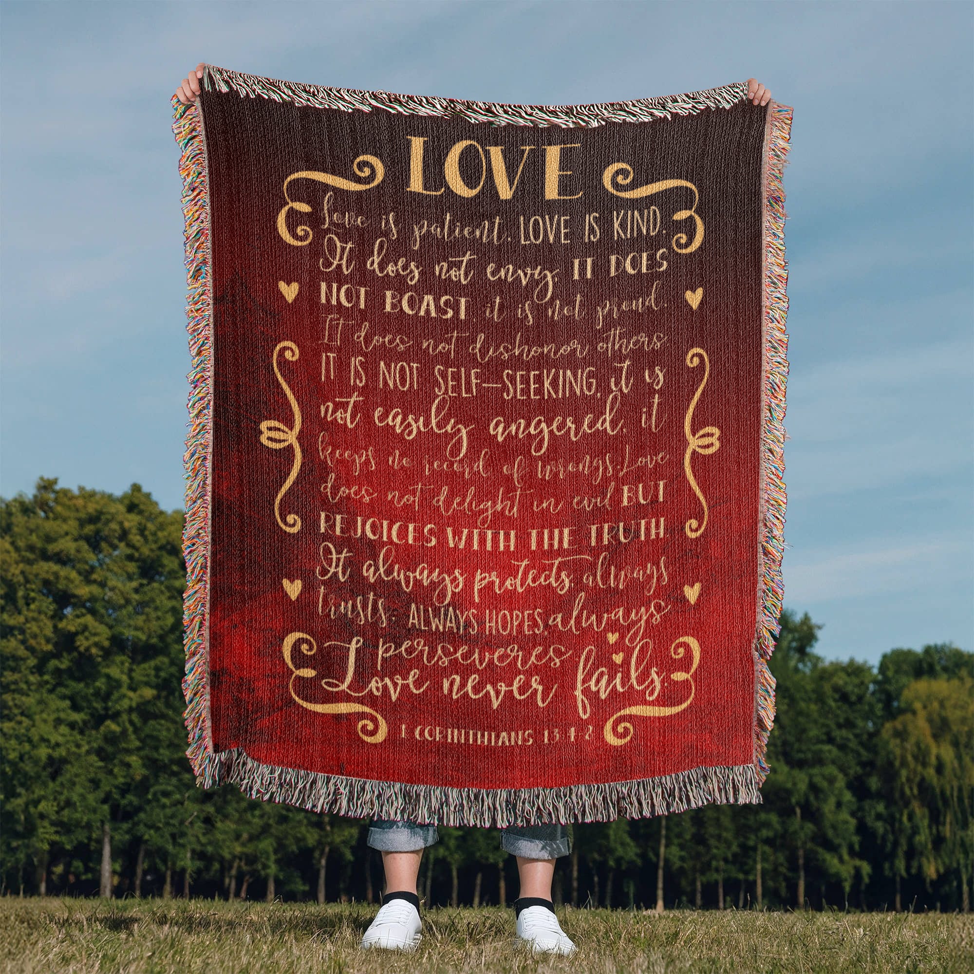 Love is patient, Love is kind Woven Heirloom Blanket