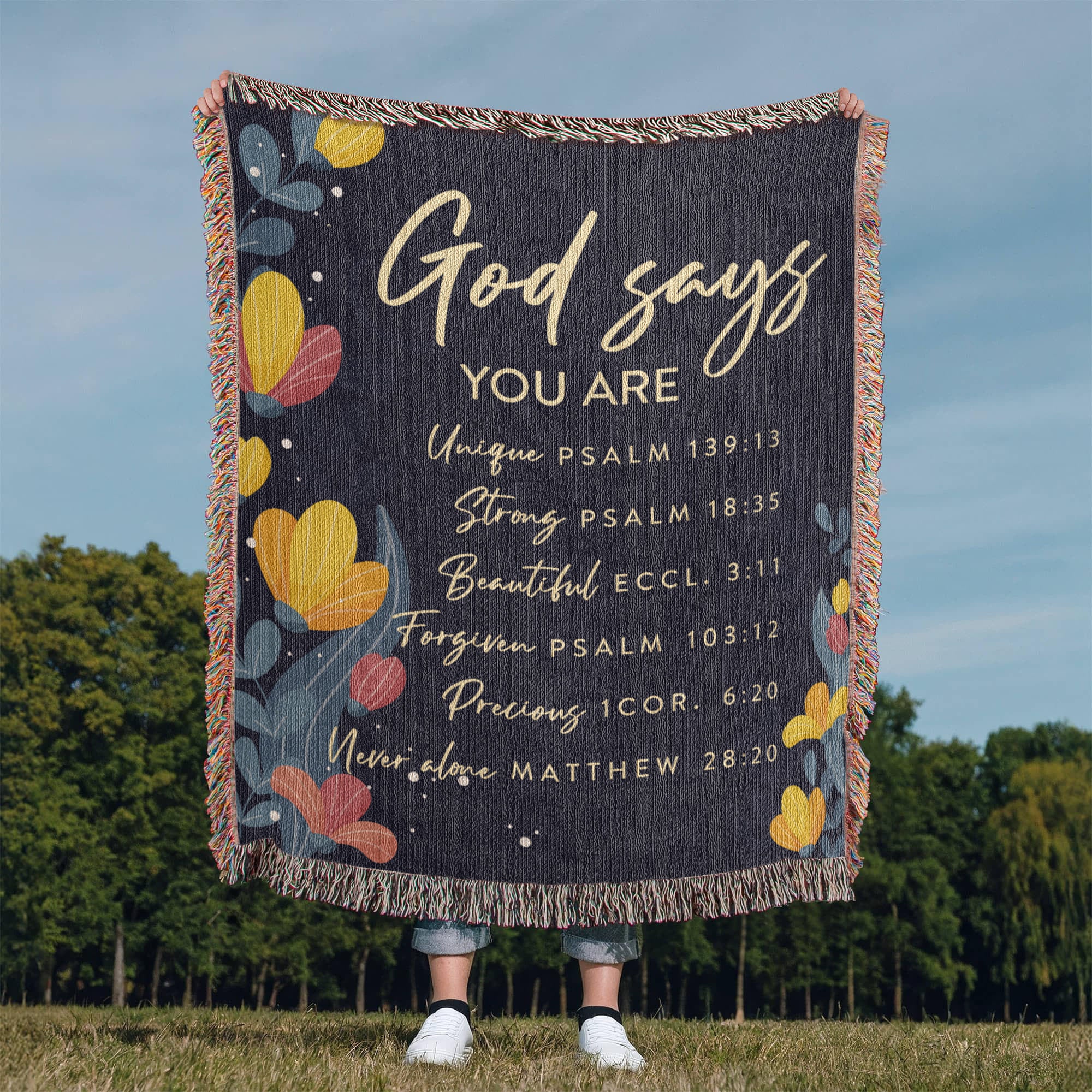 God says you are Strong Woven Heirloom Blanket