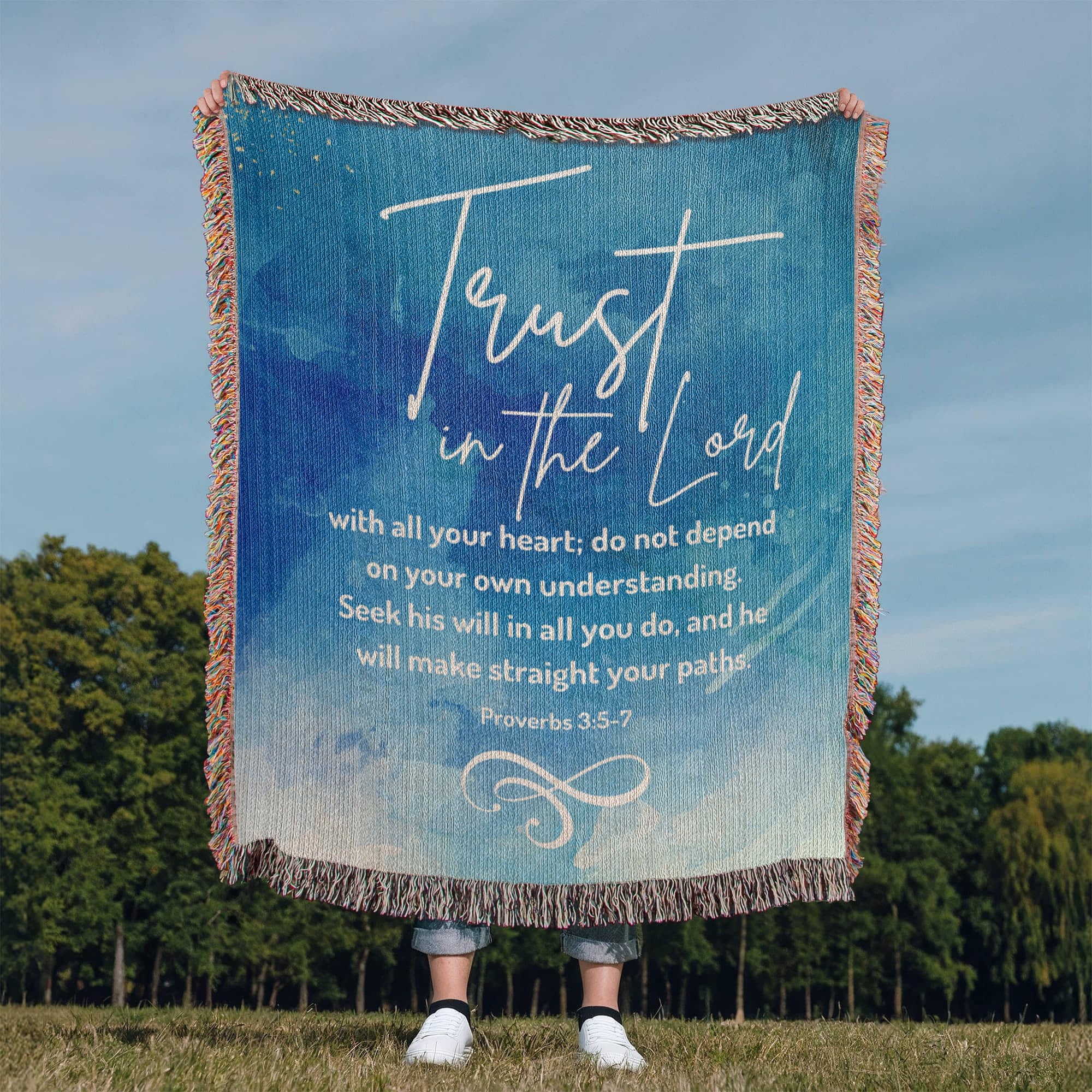 Trust in the Lord - Proverbs 3:5-7 Woven Heirloom Blanket