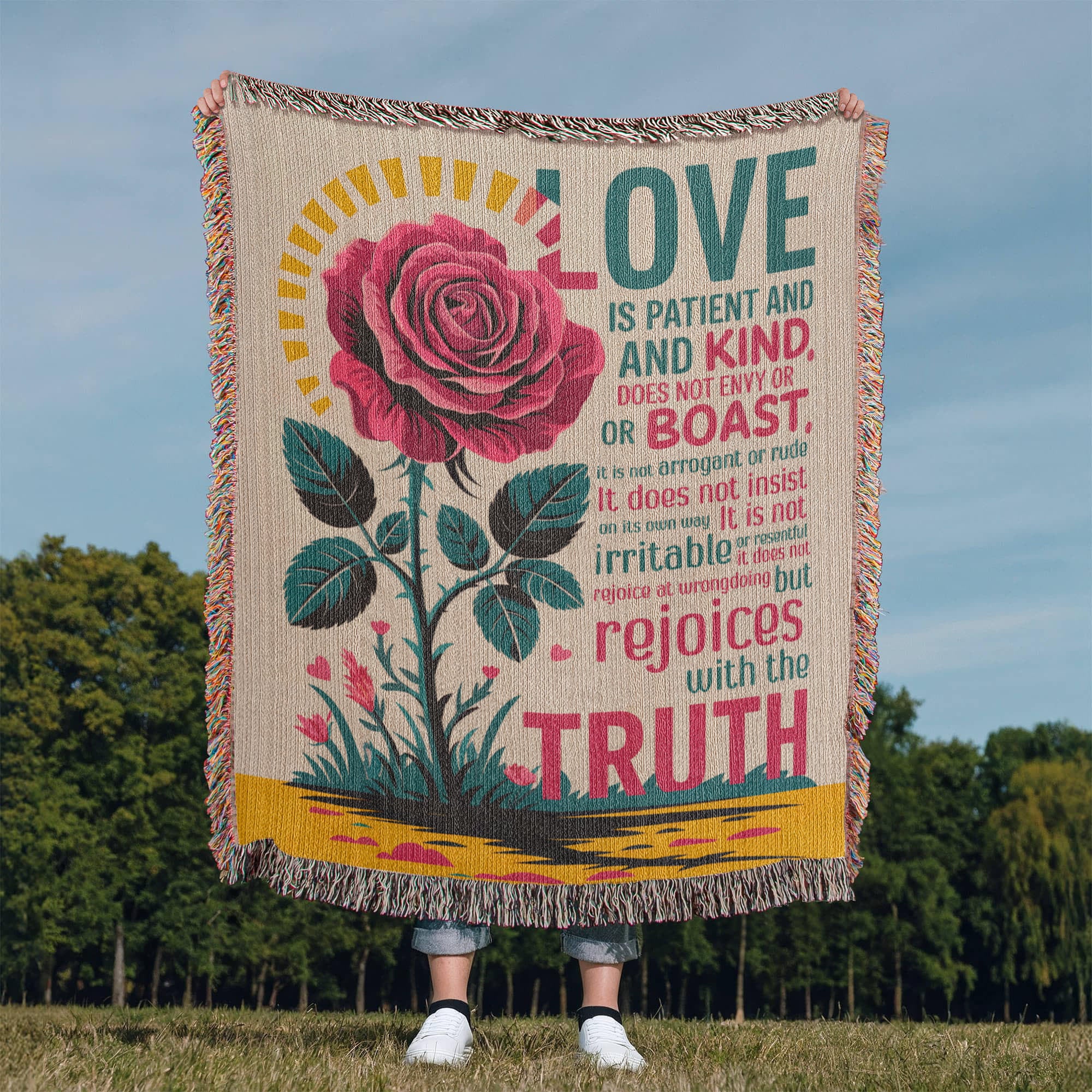 Love is patient, Love is kind Woven Heirloom Blanket