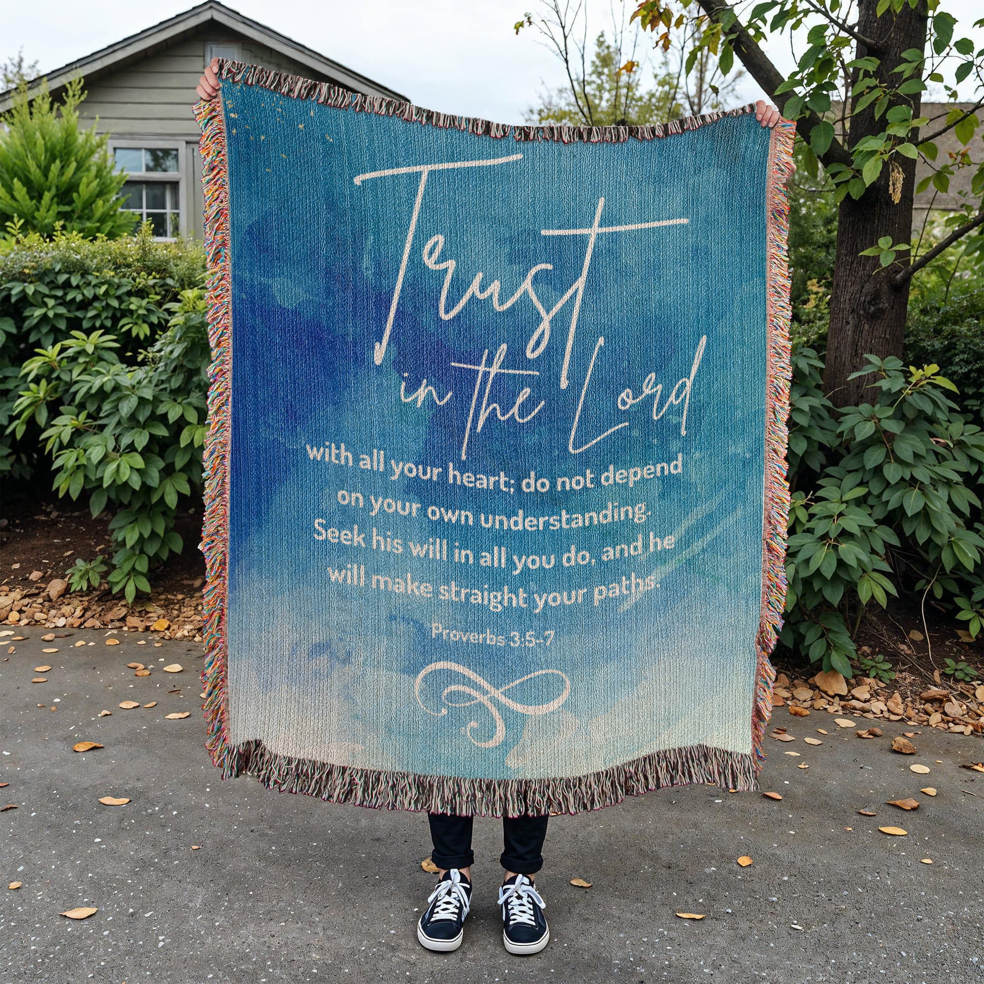 Trust in the Lord - Proverbs 3:5-7 Woven Heirloom Blanket