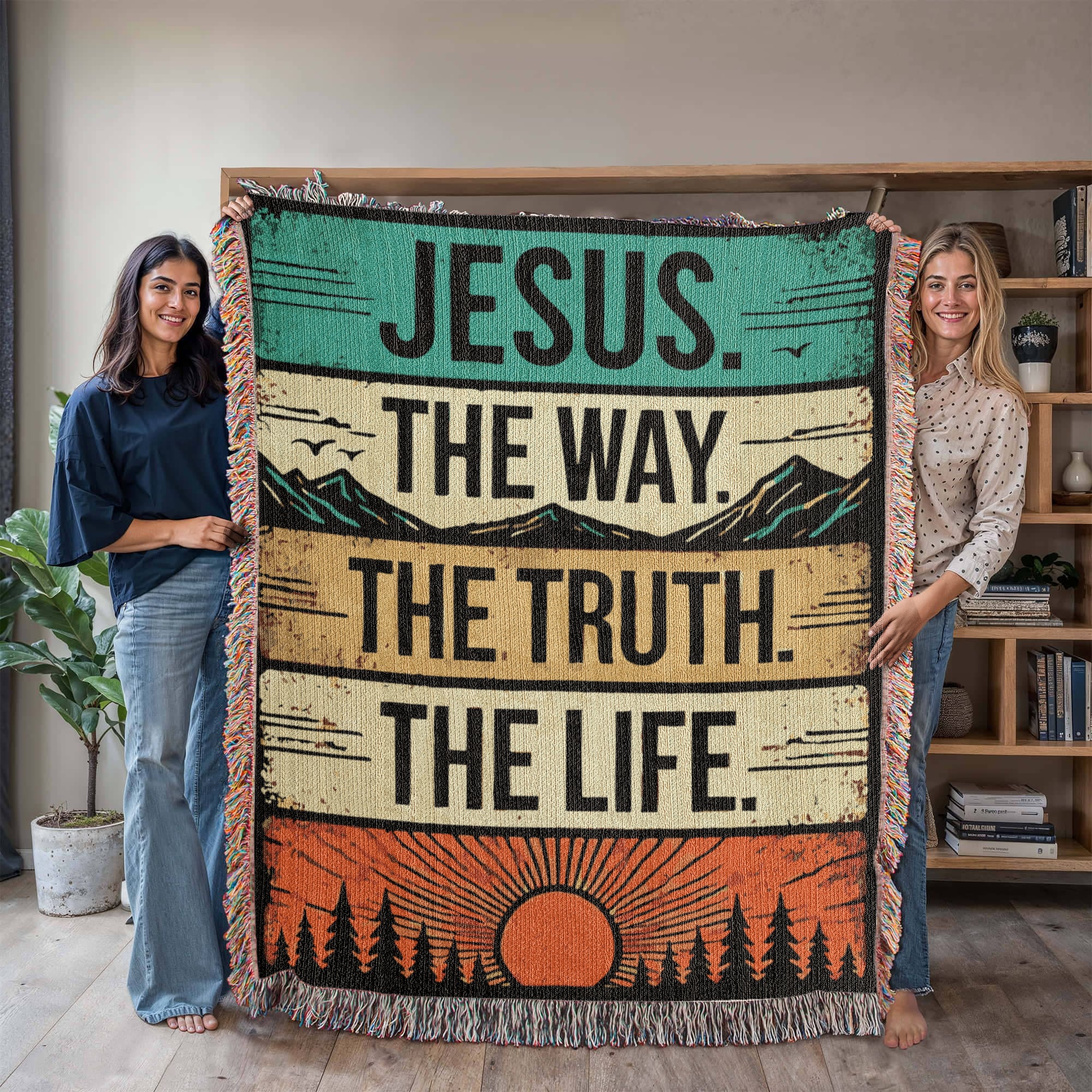 Jesus, The Way, The Truth and The Life Woven Heirloom Blanket