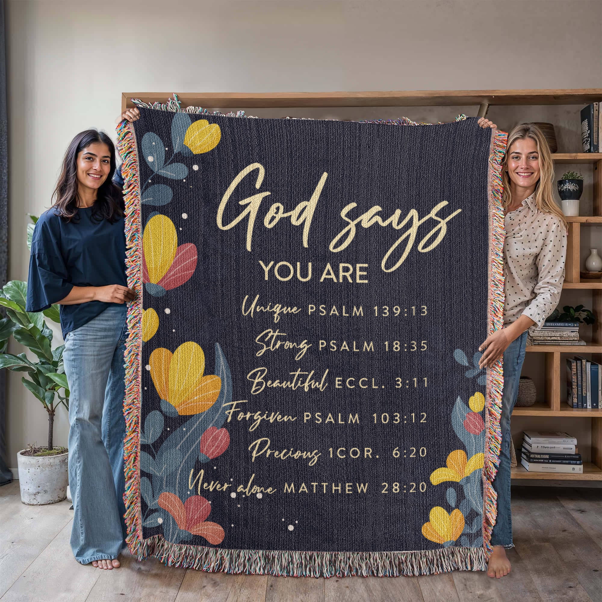 God says you are Strong Woven Heirloom Blanket