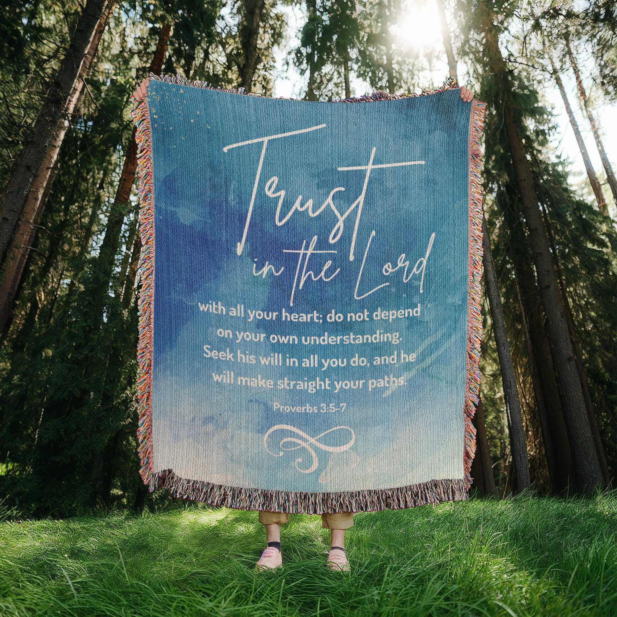 Trust in the Lord - Proverbs 3:5-7 Woven Heirloom Blanket