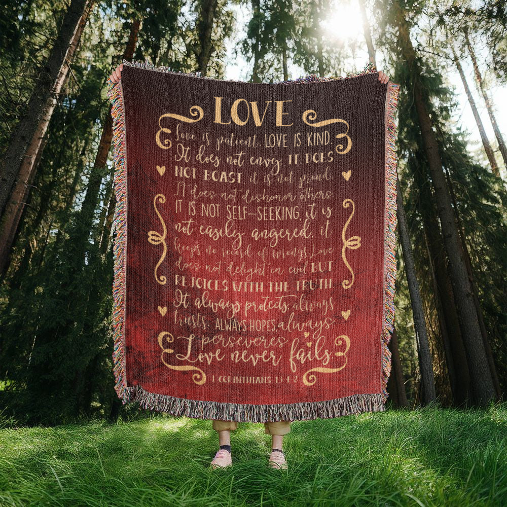 Love is patient, Love is kind Woven Heirloom Blanket