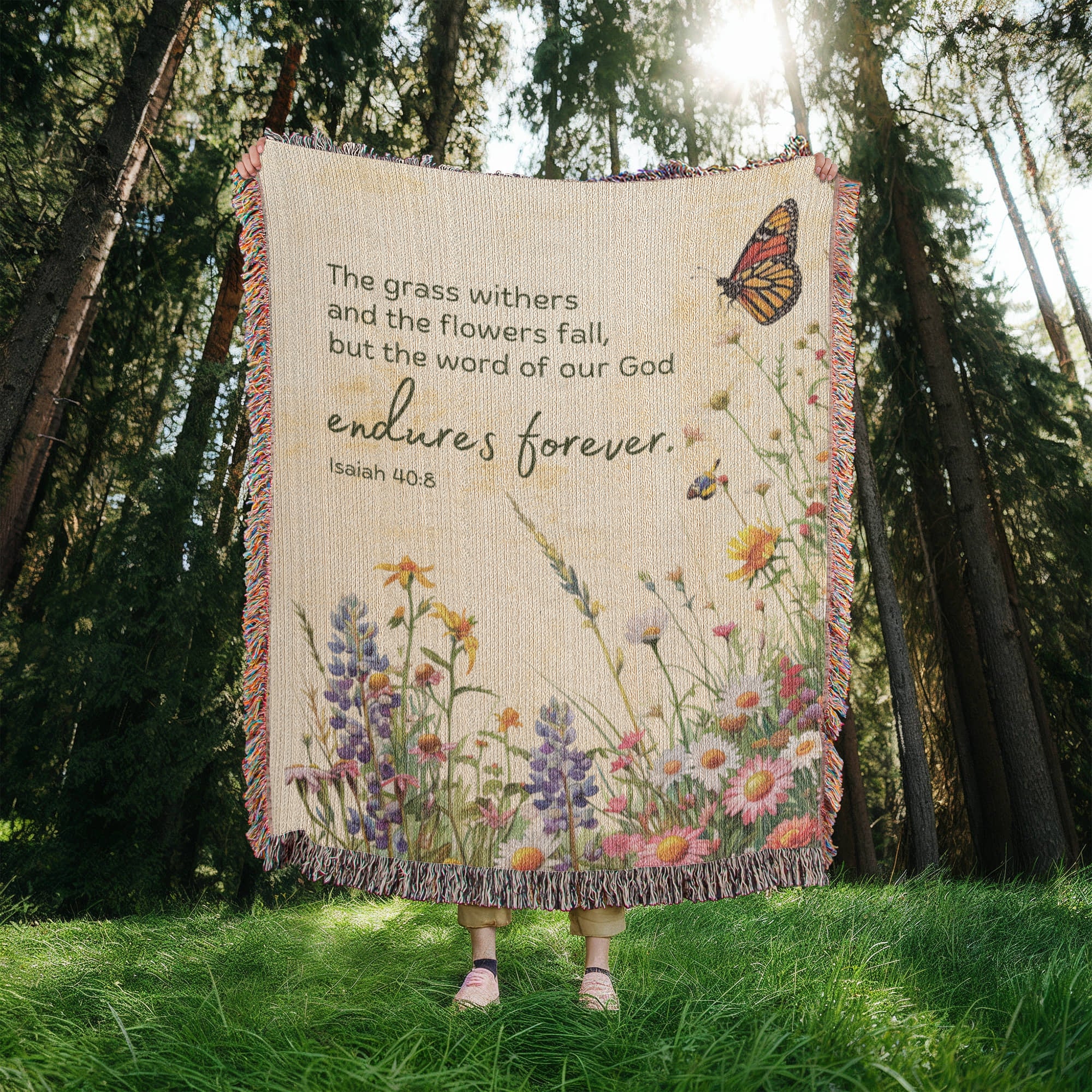 The word of God endures forever Woven Heirloom Blanket (Tall)