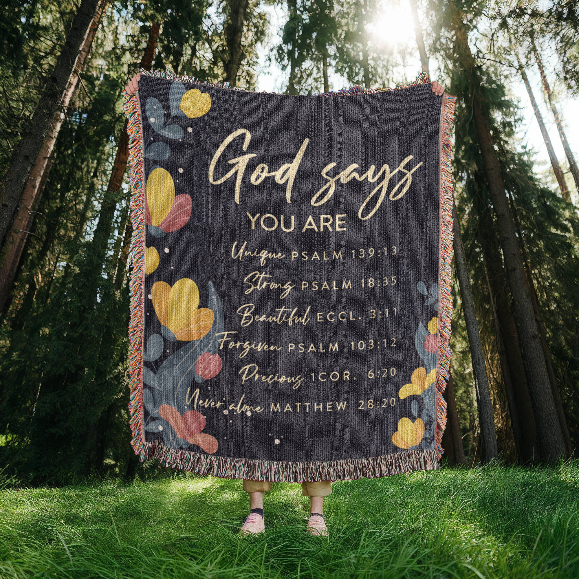 God says you are Strong Woven Heirloom Blanket