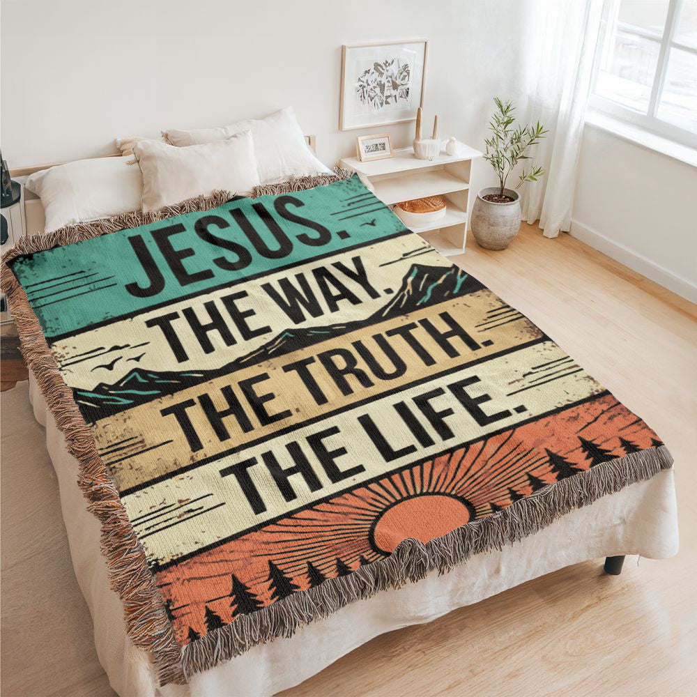 Jesus, The Way, The Truth and The Life Woven Heirloom Blanket