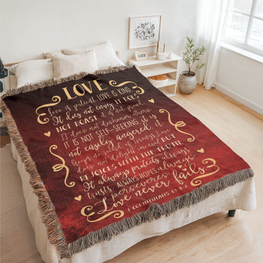 Love is patient, Love is kind Woven Heirloom Blanket