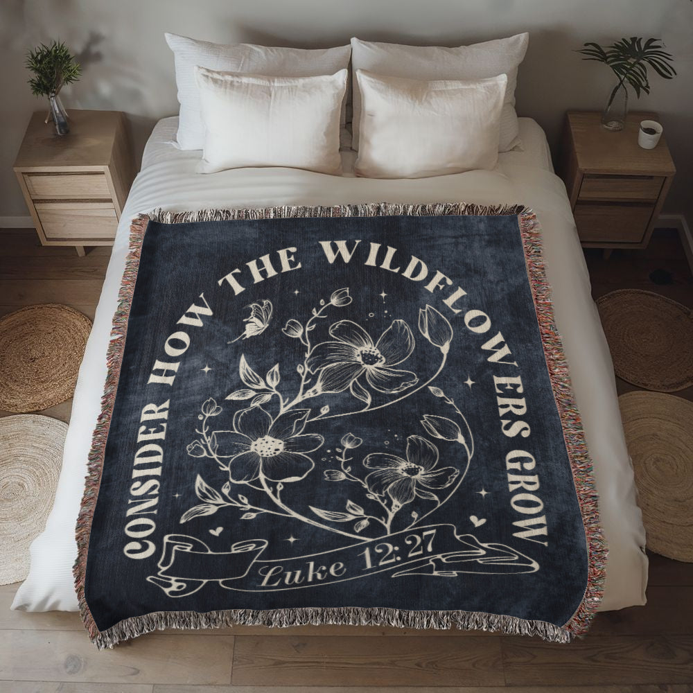 Consider how the wildflowers grow Woven Heirloom Blanket