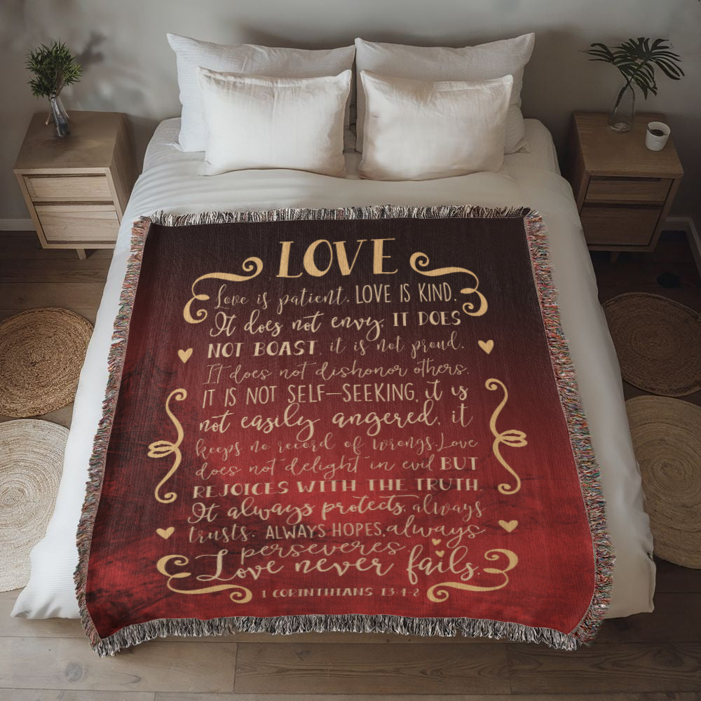 Love is patient, Love is kind Woven Heirloom Blanket