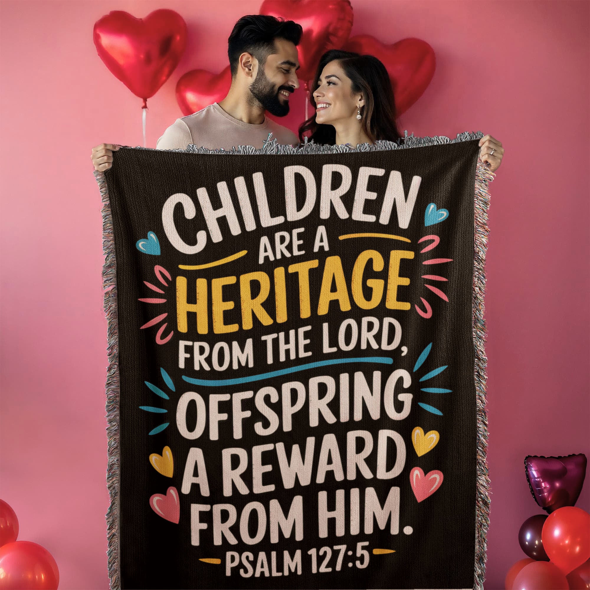 Children are a heritage - Psalm 127:5 Woven Heirloom Blanket