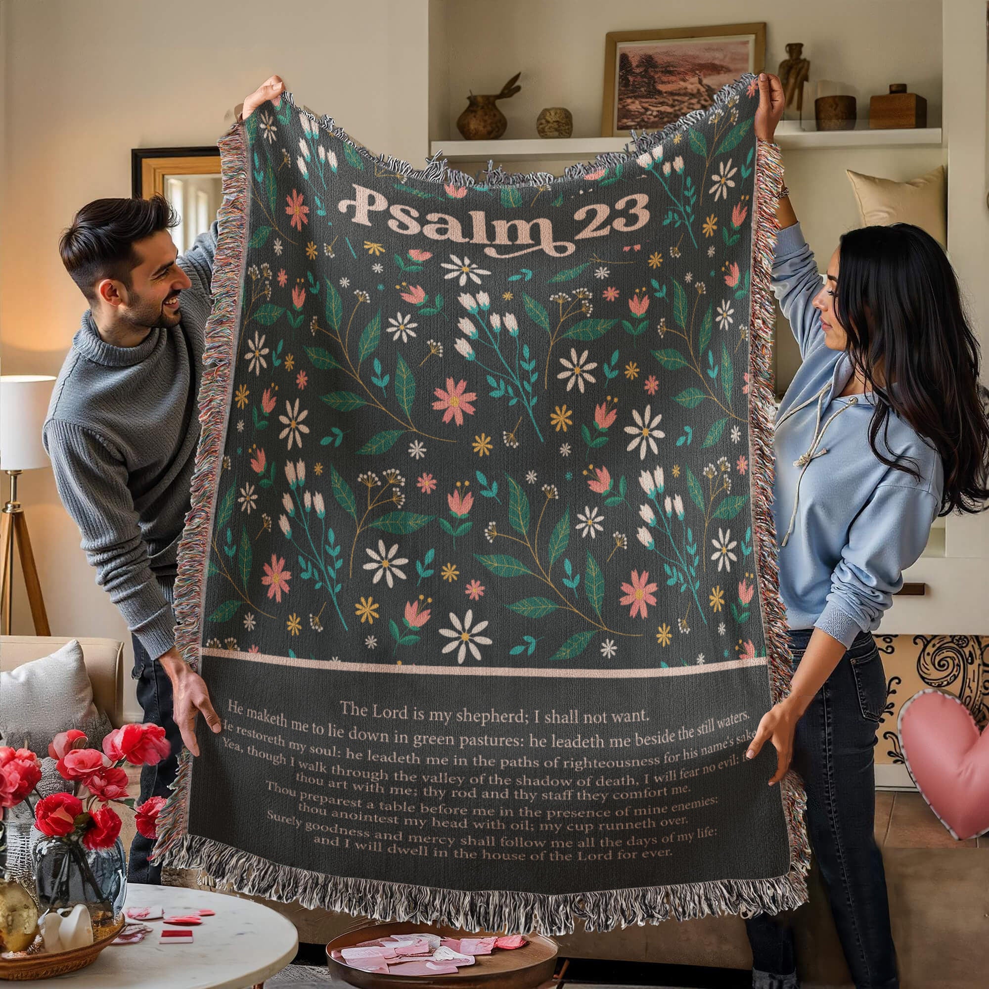 The Lord is my Shepherd - Psalm 23 Woven Heirloom Blanket