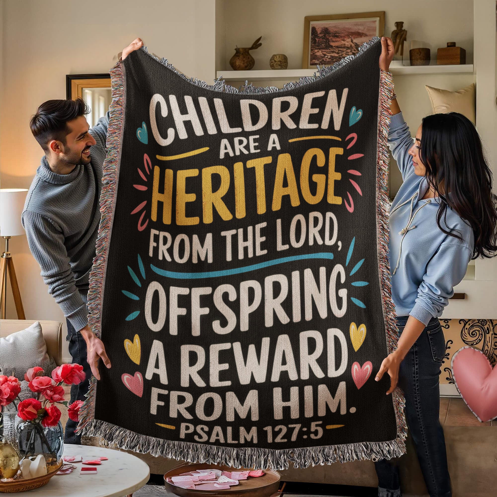 Children are a heritage - Psalm 127:5 Woven Heirloom Blanket