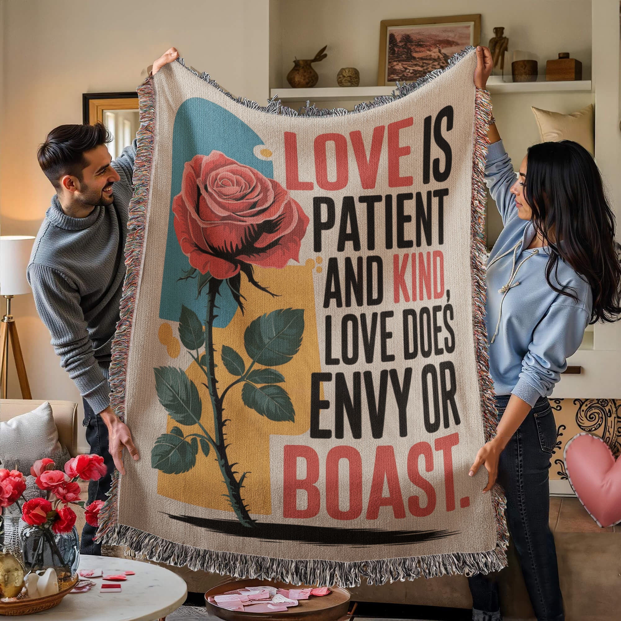 Love is patient and kind - Woven Heirloom Blanket