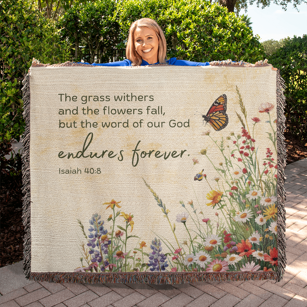 The word of God endures forever Woven Heirloom Blanket (Wide)