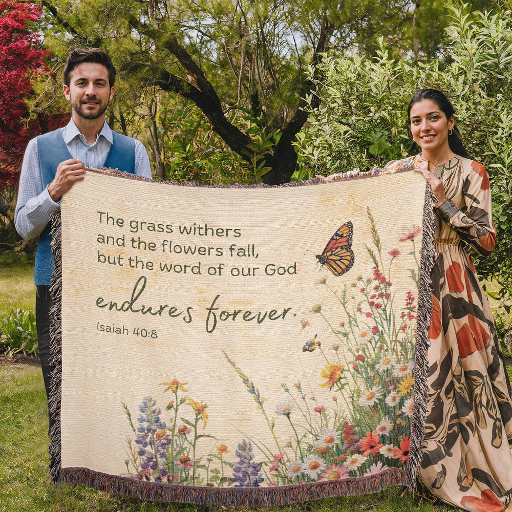 The word of God endures forever Woven Heirloom Blanket (Wide)