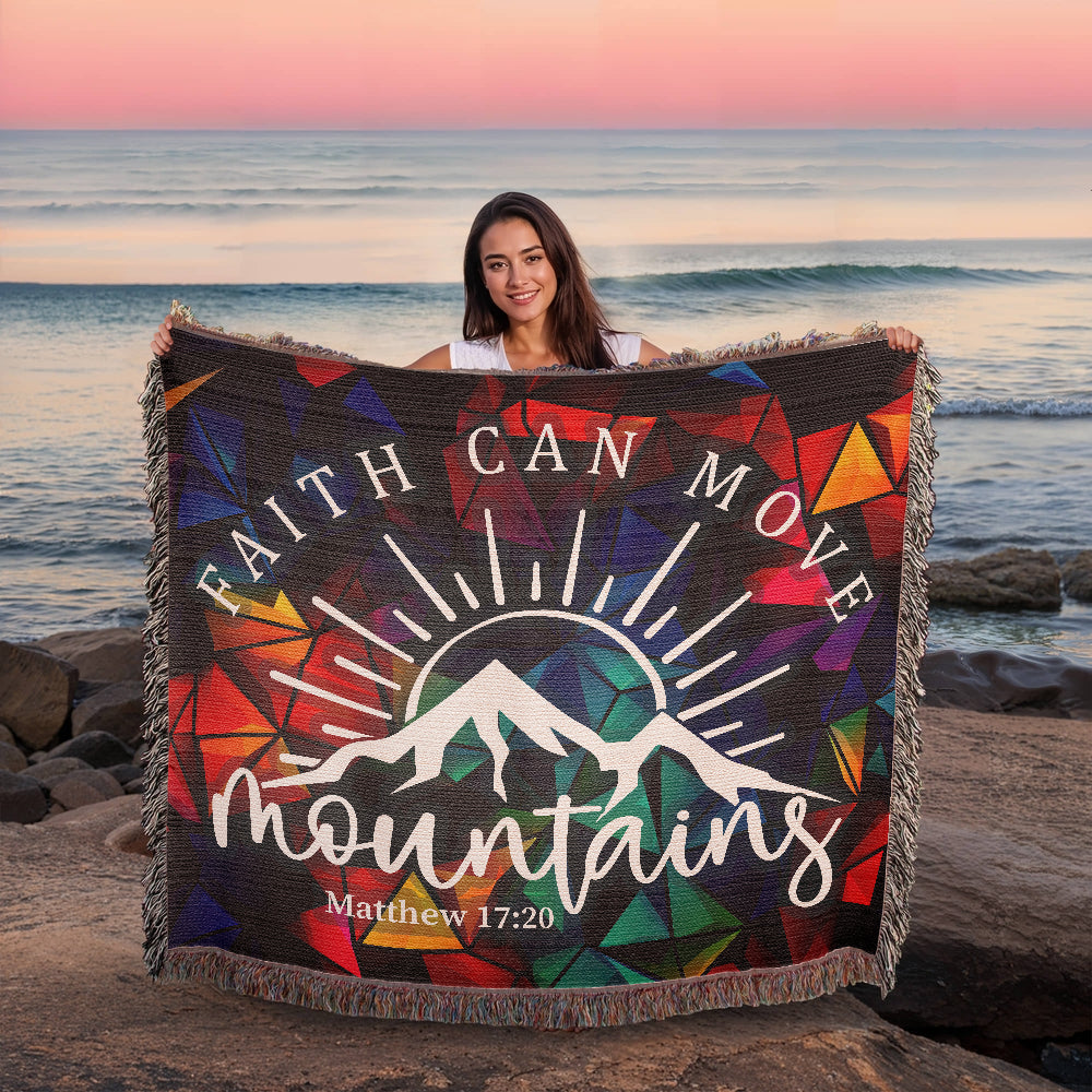 Faith can move mountains - Matthew 17:20 Woven Heirloom Blanket