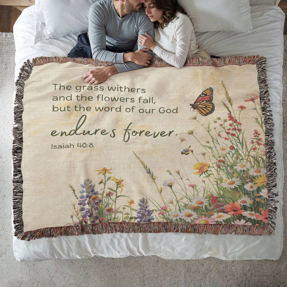 The word of God endures forever Woven Heirloom Blanket (Wide)