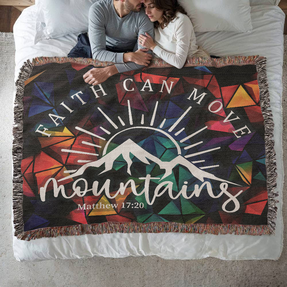 Faith can move mountains - Matthew 17:20 Woven Heirloom Blanket