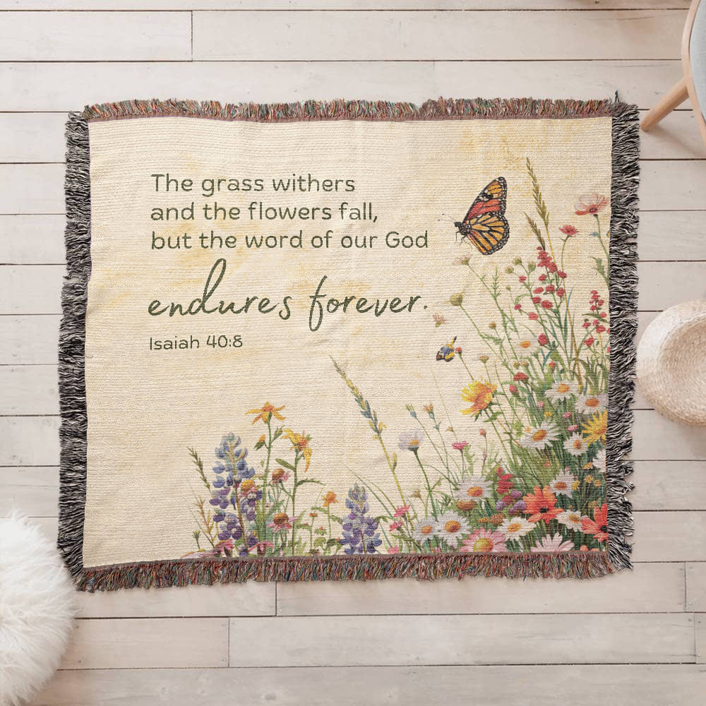 The word of God endures forever Woven Heirloom Blanket (Wide)