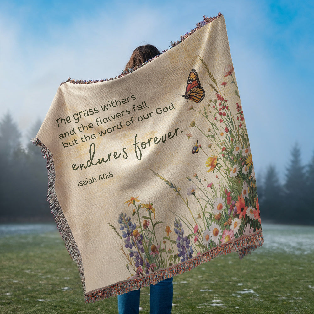 The word of God endures forever Woven Heirloom Blanket (Wide)