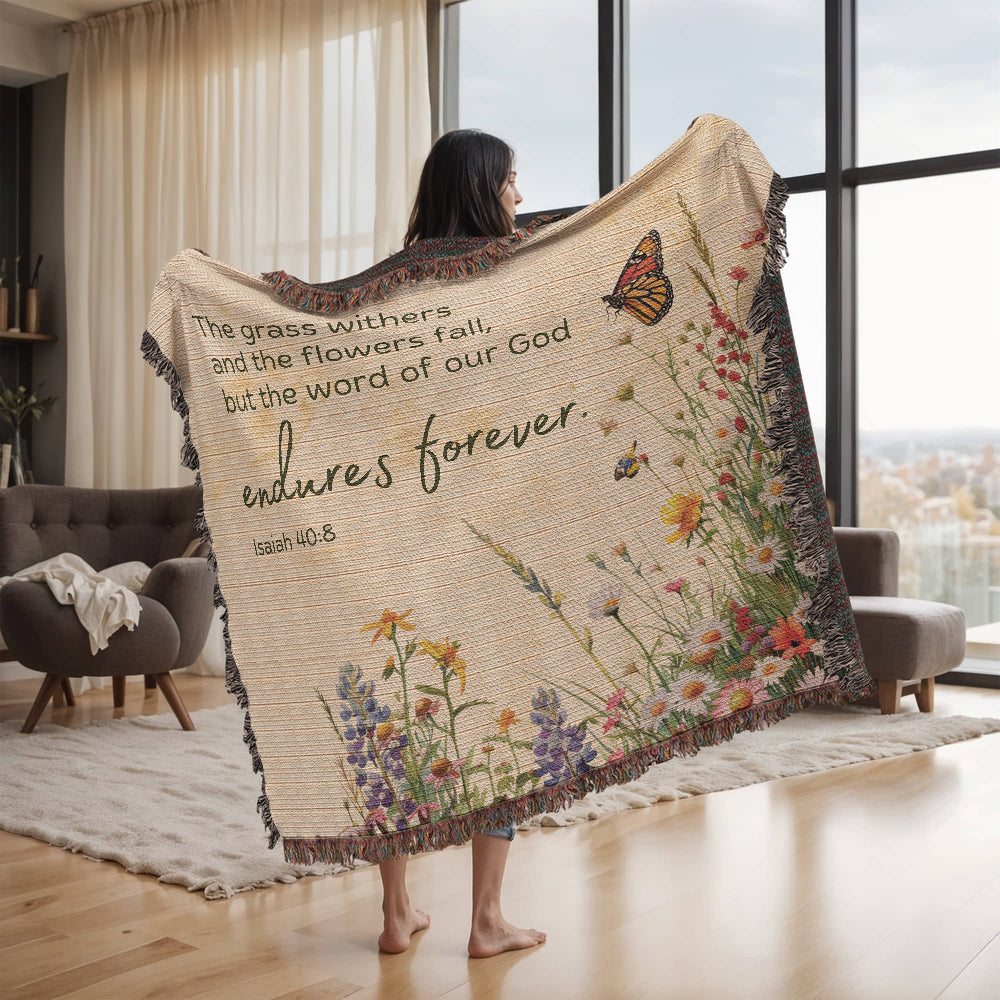 The word of God endures forever Woven Heirloom Blanket (Wide)