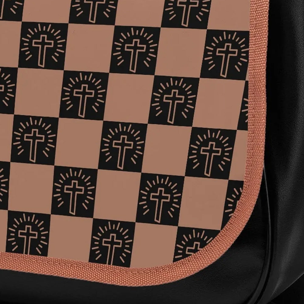 Checkered Cross Classic Vegan Leather Shoulder Bag