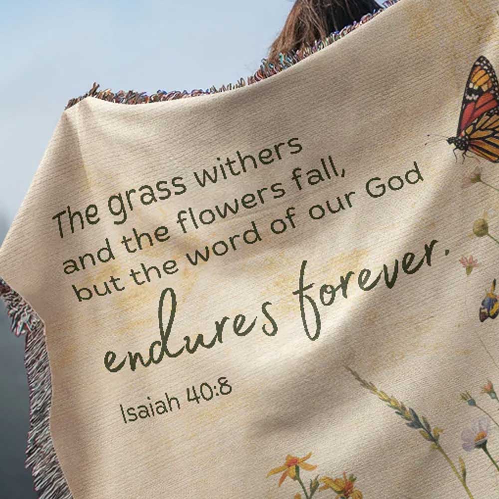 The word of God endures forever Woven Heirloom Blanket (Wide)