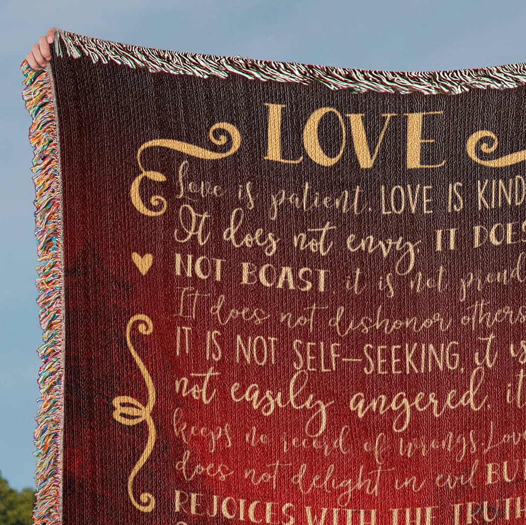 Love is patient, Love is kind Woven Heirloom Blanket