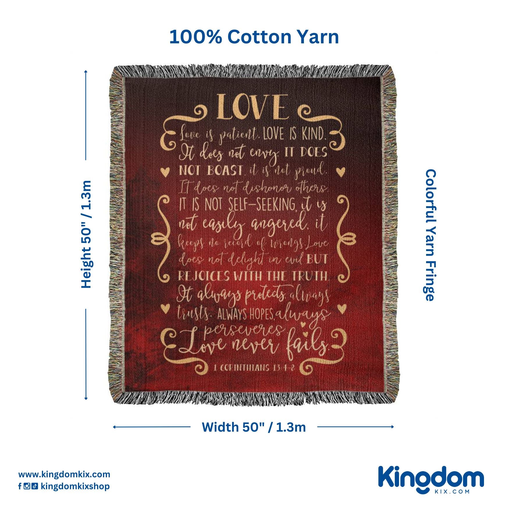 Love is patient, Love is kind Woven Heirloom Blanket